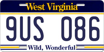 WV license plate 9US086