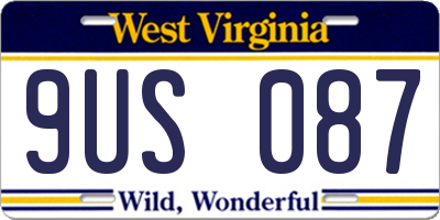 WV license plate 9US087