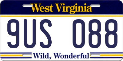 WV license plate 9US088