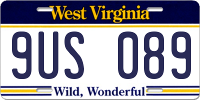 WV license plate 9US089