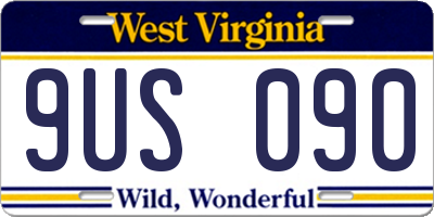 WV license plate 9US090