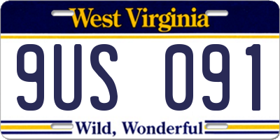 WV license plate 9US091