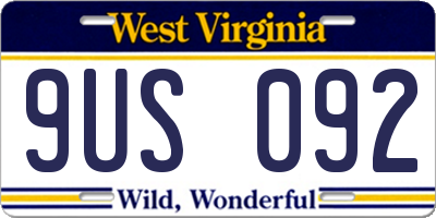 WV license plate 9US092