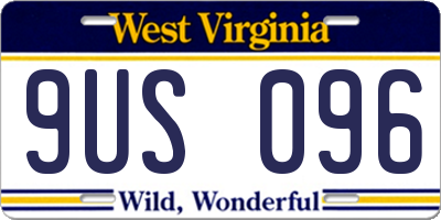 WV license plate 9US096