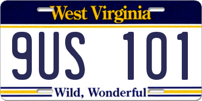 WV license plate 9US101