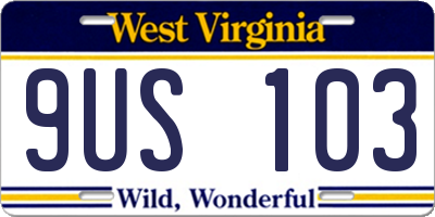 WV license plate 9US103