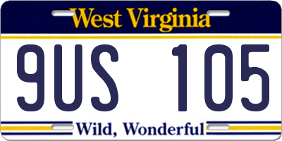 WV license plate 9US105