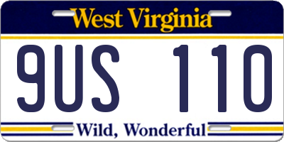 WV license plate 9US110
