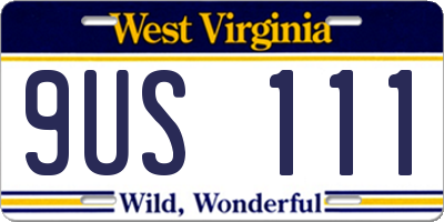 WV license plate 9US111