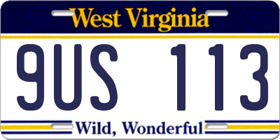 WV license plate 9US113