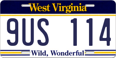WV license plate 9US114