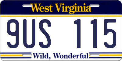 WV license plate 9US115