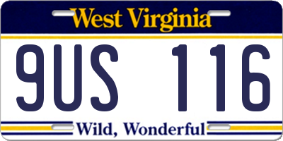 WV license plate 9US116