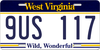 WV license plate 9US117