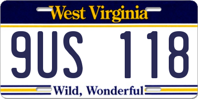WV license plate 9US118