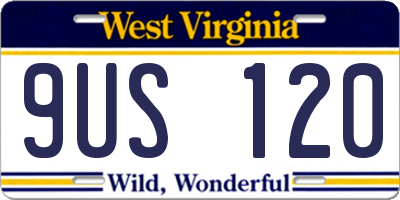 WV license plate 9US120