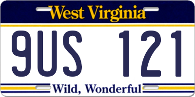 WV license plate 9US121