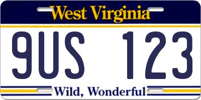 WV license plate 9US123