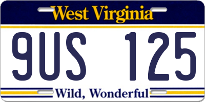 WV license plate 9US125