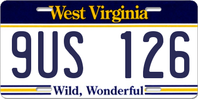 WV license plate 9US126