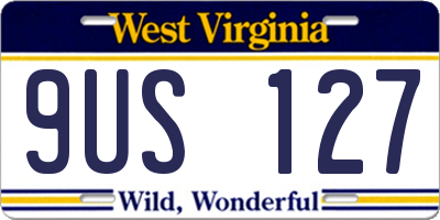WV license plate 9US127
