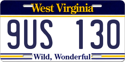WV license plate 9US130