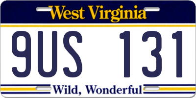 WV license plate 9US131
