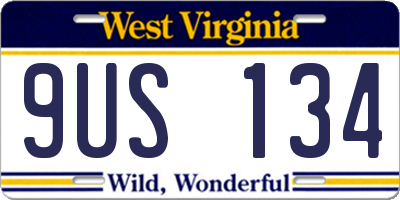 WV license plate 9US134