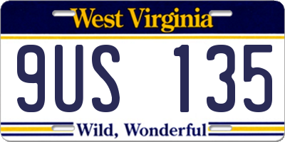 WV license plate 9US135