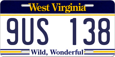 WV license plate 9US138