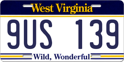 WV license plate 9US139