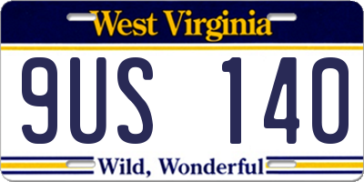 WV license plate 9US140