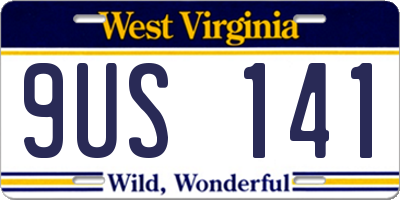 WV license plate 9US141