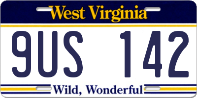 WV license plate 9US142