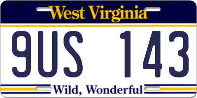WV license plate 9US143