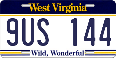 WV license plate 9US144