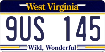WV license plate 9US145
