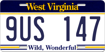 WV license plate 9US147