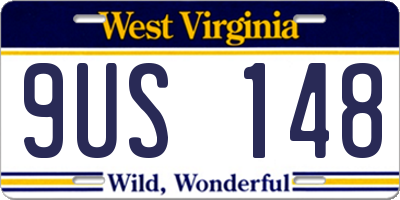 WV license plate 9US148