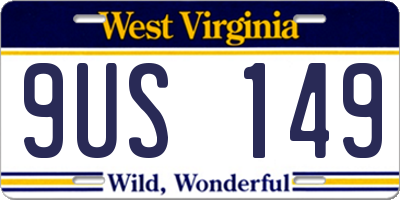 WV license plate 9US149