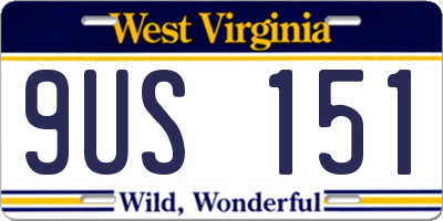 WV license plate 9US151