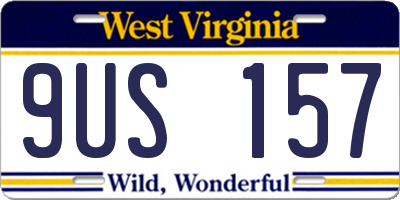 WV license plate 9US157