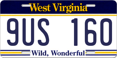 WV license plate 9US160