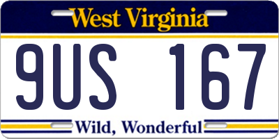 WV license plate 9US167