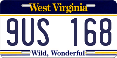 WV license plate 9US168