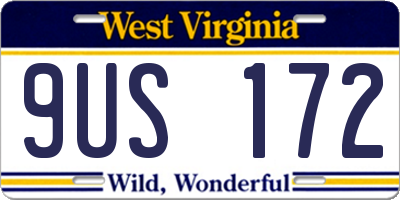 WV license plate 9US172