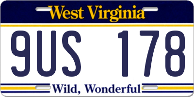 WV license plate 9US178