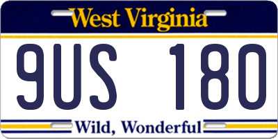WV license plate 9US180