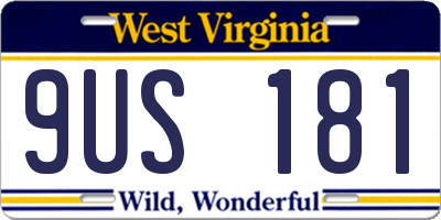 WV license plate 9US181