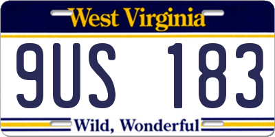 WV license plate 9US183